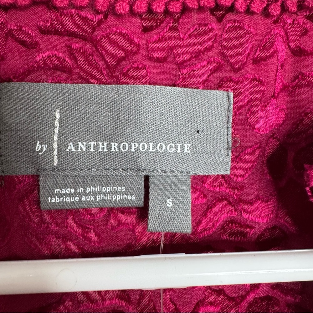 NWT Anthropologie Susanna Berry Velvet Burnout Floral Vampy Button Up Blouse S - Picture 4 of 10